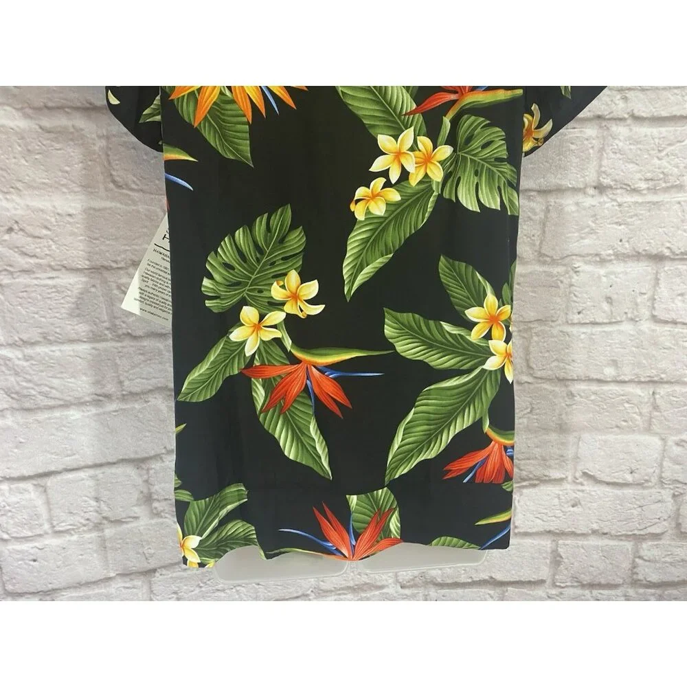 NEW Puanani Hawaiian Shirt Medium Square Neck Flutter‎ Sleeve Luau Tropical Top